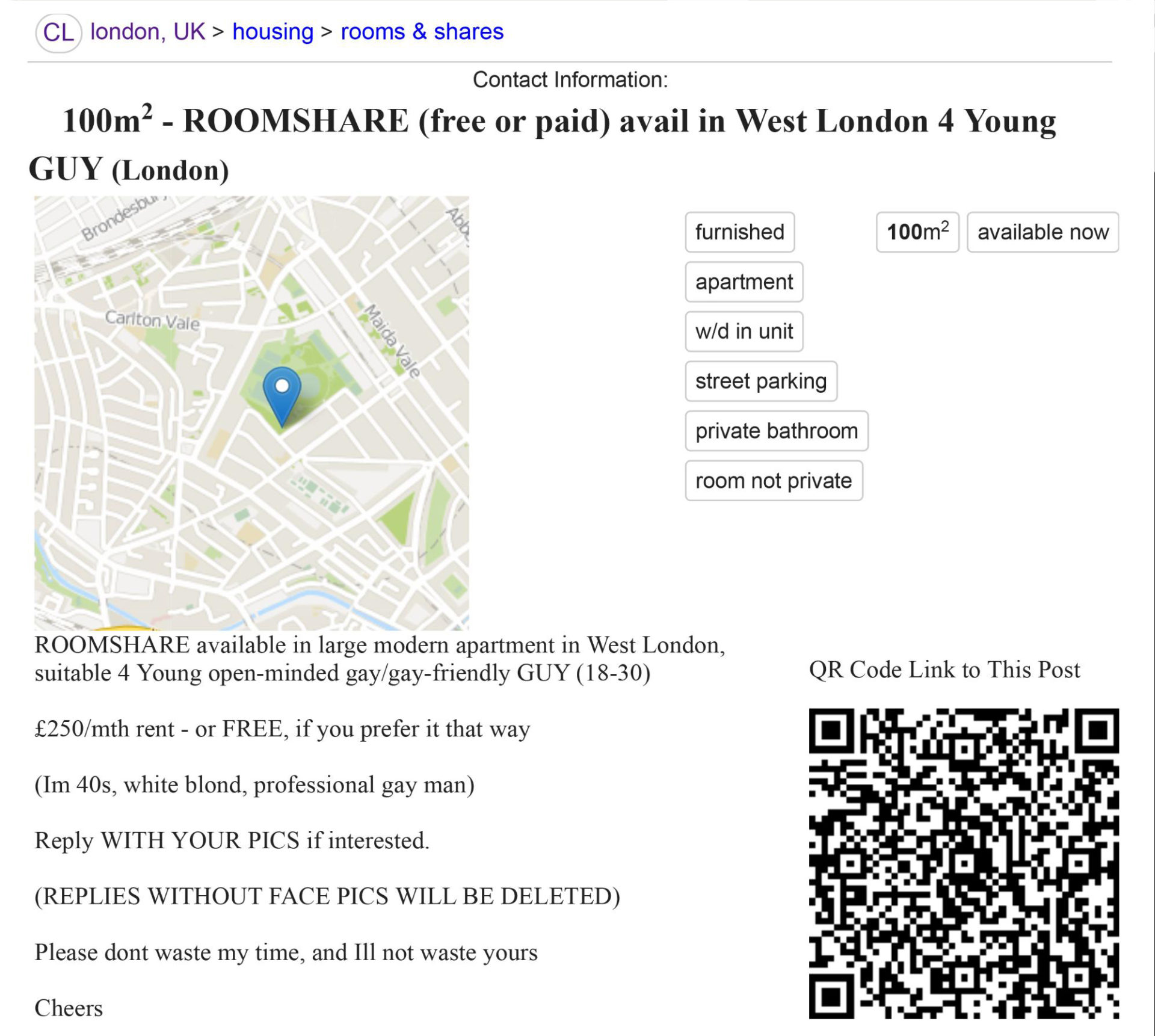 Craigslust: “We’ll Have Sex and You Don’t Need to Pay Much for the Flat”