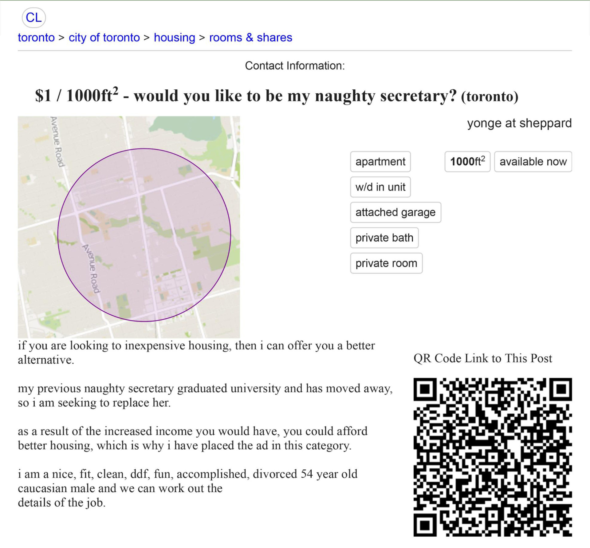 Craigslust: “We’ll Have Sex and You Don’t Need to Pay Much for the Flat”